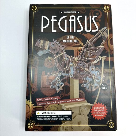 NEW Wooden Automata Music Box Pegasus Of The Machine Age Steampunk Mechanical - Picture 2 of 6
